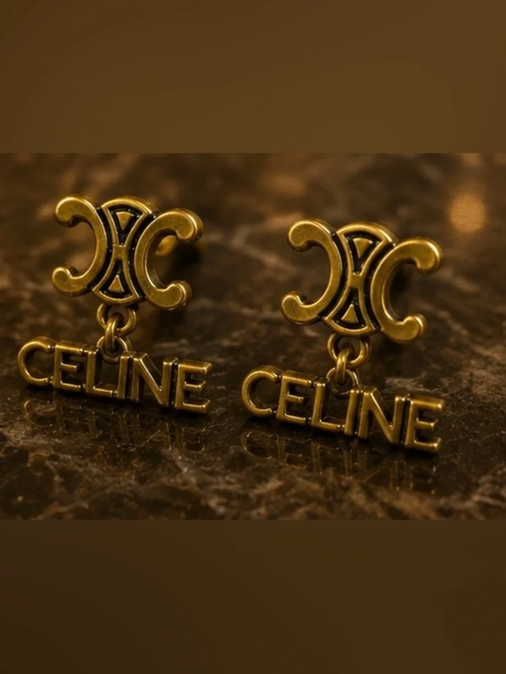 Gold Tone Monogram Drop Statement Earrings Chic Dangle Jewelry